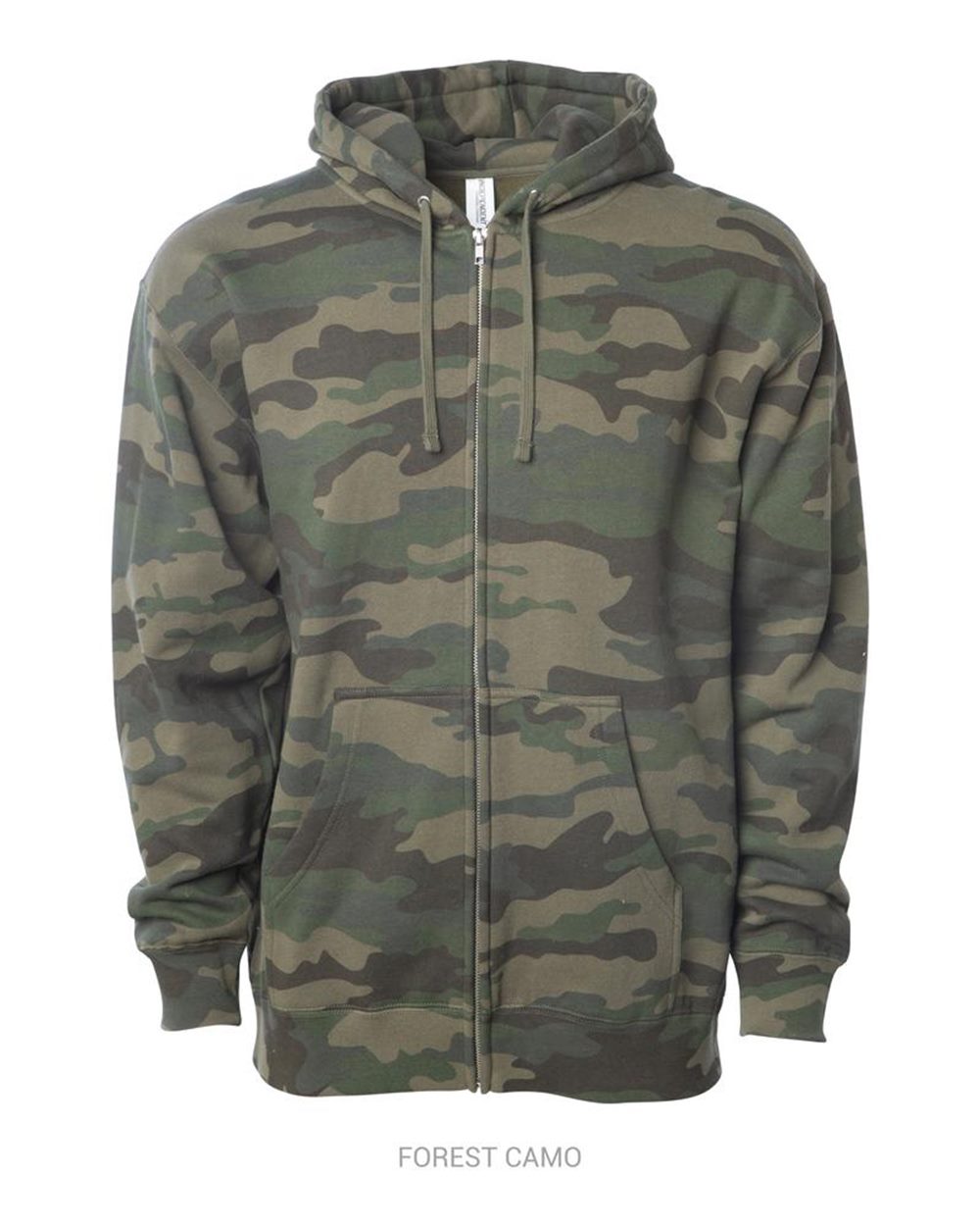 Independent Trading Co. Midweight Full-Zip Hooded Sweatshirt SS4500Z in Forest Camo