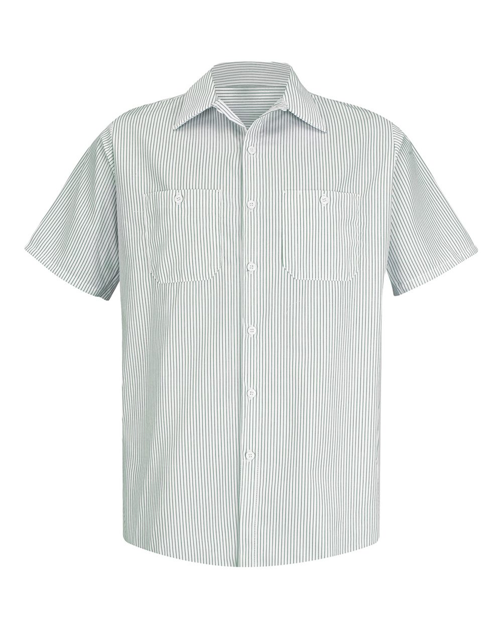 Red Kap SP20 Premium Short Sleeve Work Shirt - White/Green Stripe