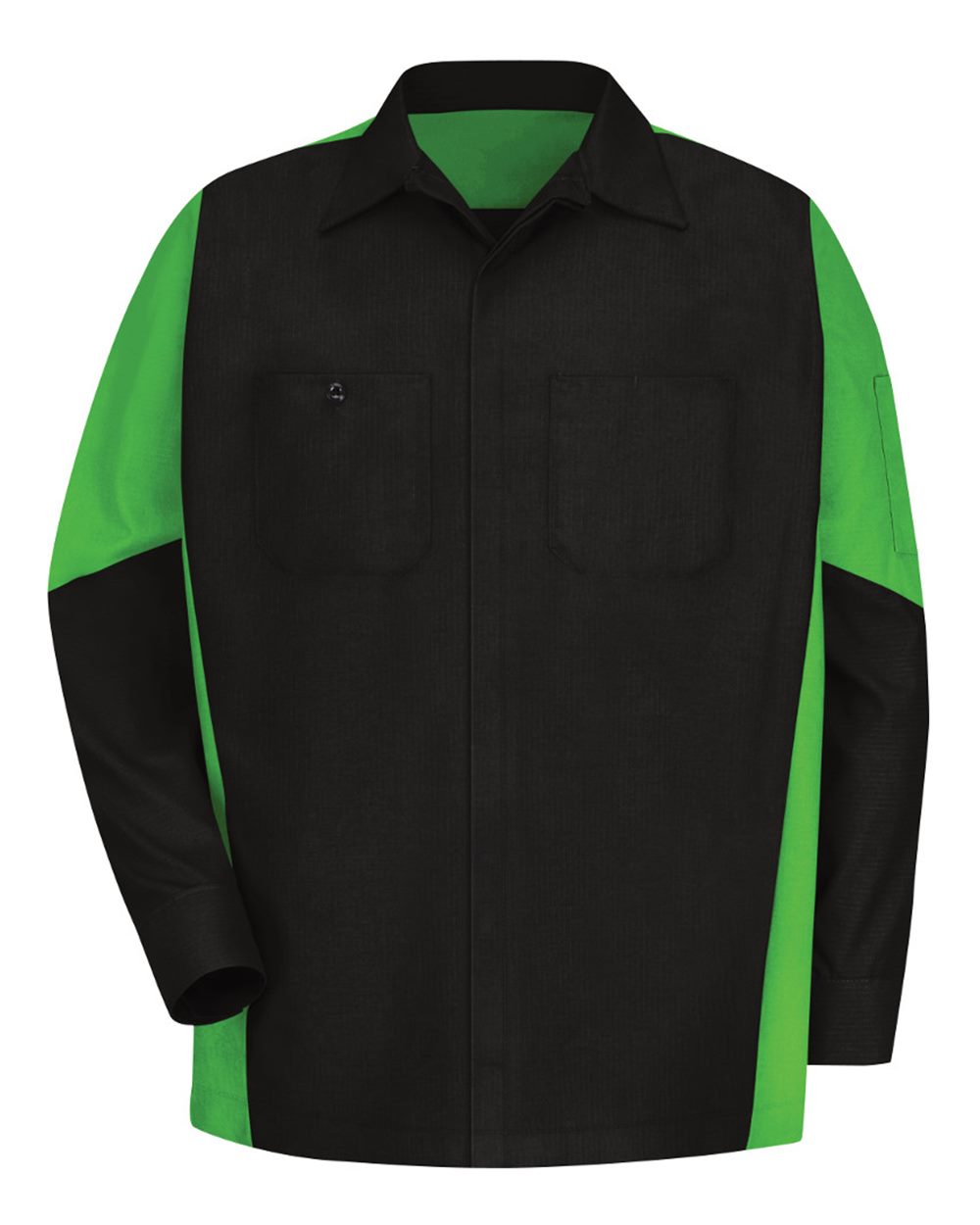 Red Kap SY10T Tall Long Sleeve Automotive Crew Shirt - Black/Lime