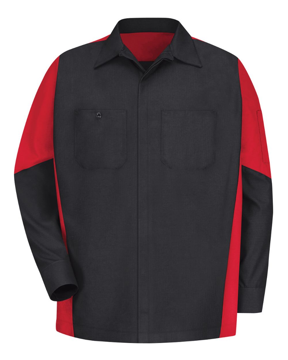 Red Kap SY10T Tall Long Sleeve Automotive Crew Shirt - Black/Red