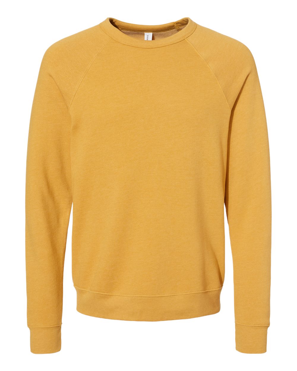 BELLA+CANVAS Sponge Fleece Raglan Crewneck 3901 in Heather Mustard