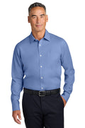 Brooks Brothers Wrinkle-Free Stretch Pinpoint Spread Collar Shirt BB18012 - Cobalt Blue