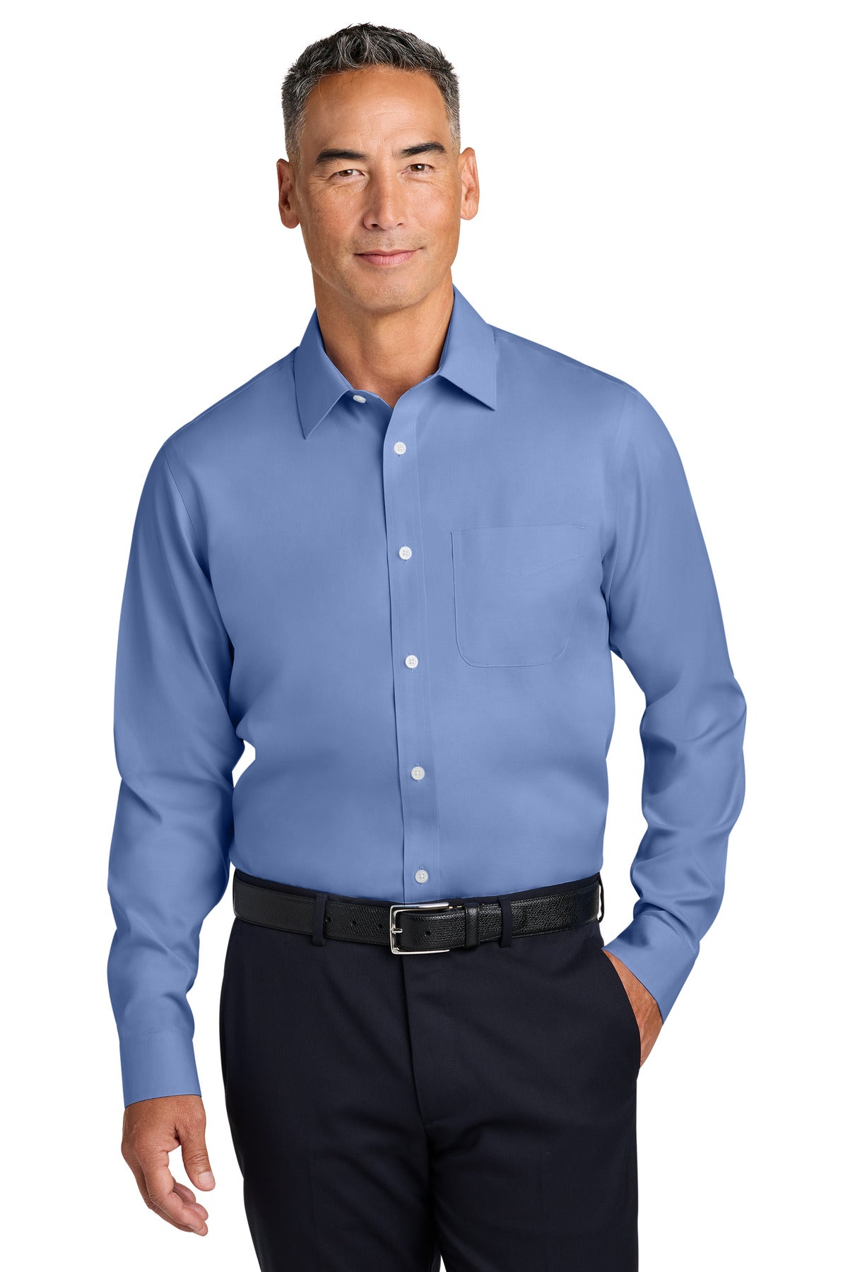 Brooks Brothers Wrinkle-Free Stretch Pinpoint Spread Collar Shirt BB18012 - Cobalt Blue
