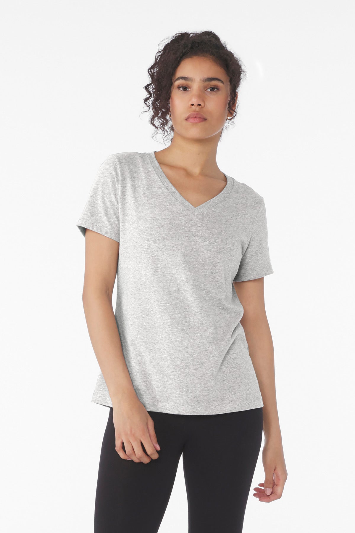 BELLA+CANVAS  Women's Relaxed Heather CVC V-Neck Tee BC6405CVC