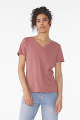 BELLA+CANVAS  Women's Relaxed Heather CVC V-Neck Tee BC6405CVC