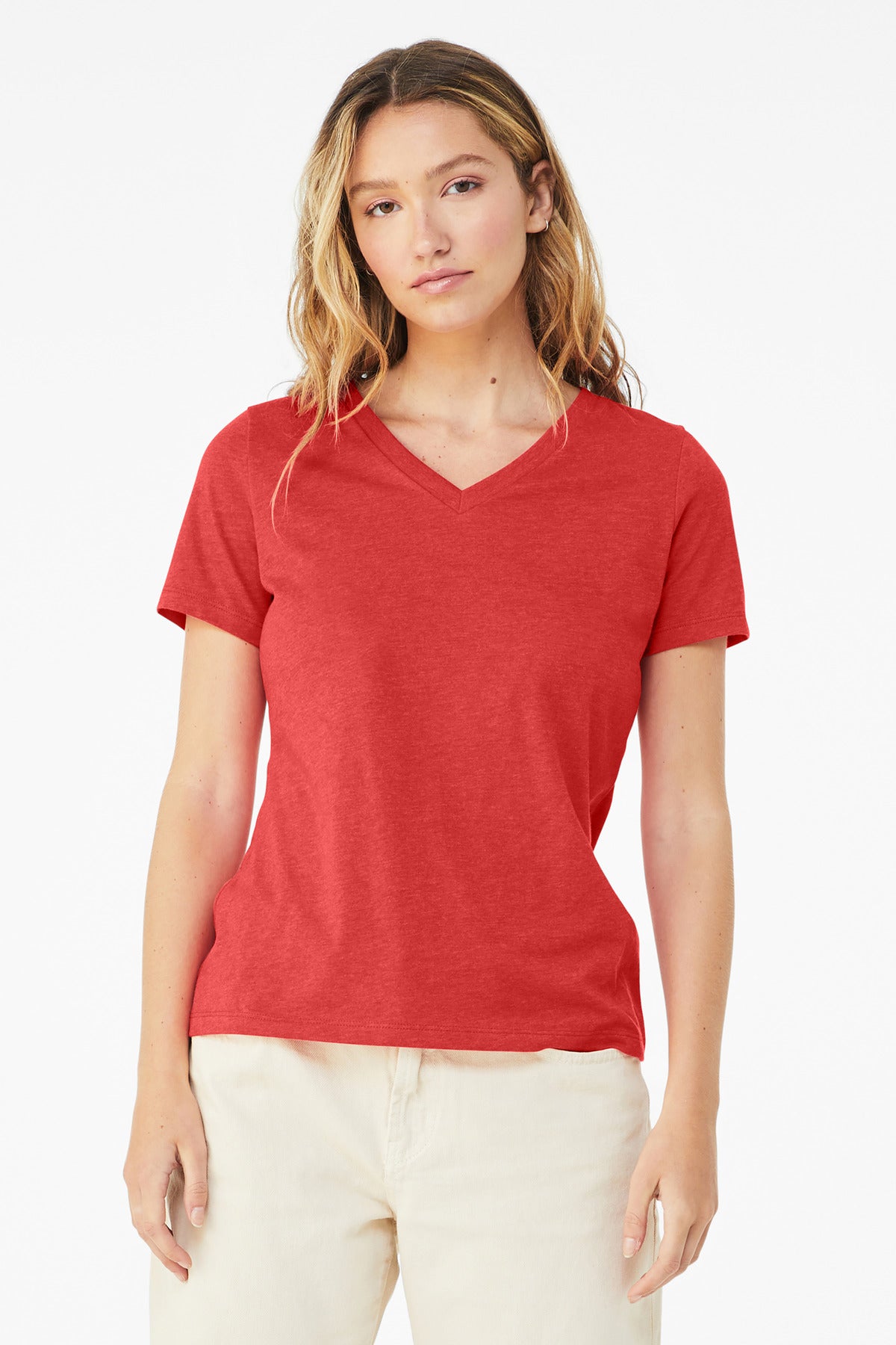 BELLA+CANVAS  Women's Relaxed Heather CVC V-Neck Tee BC6405CVC