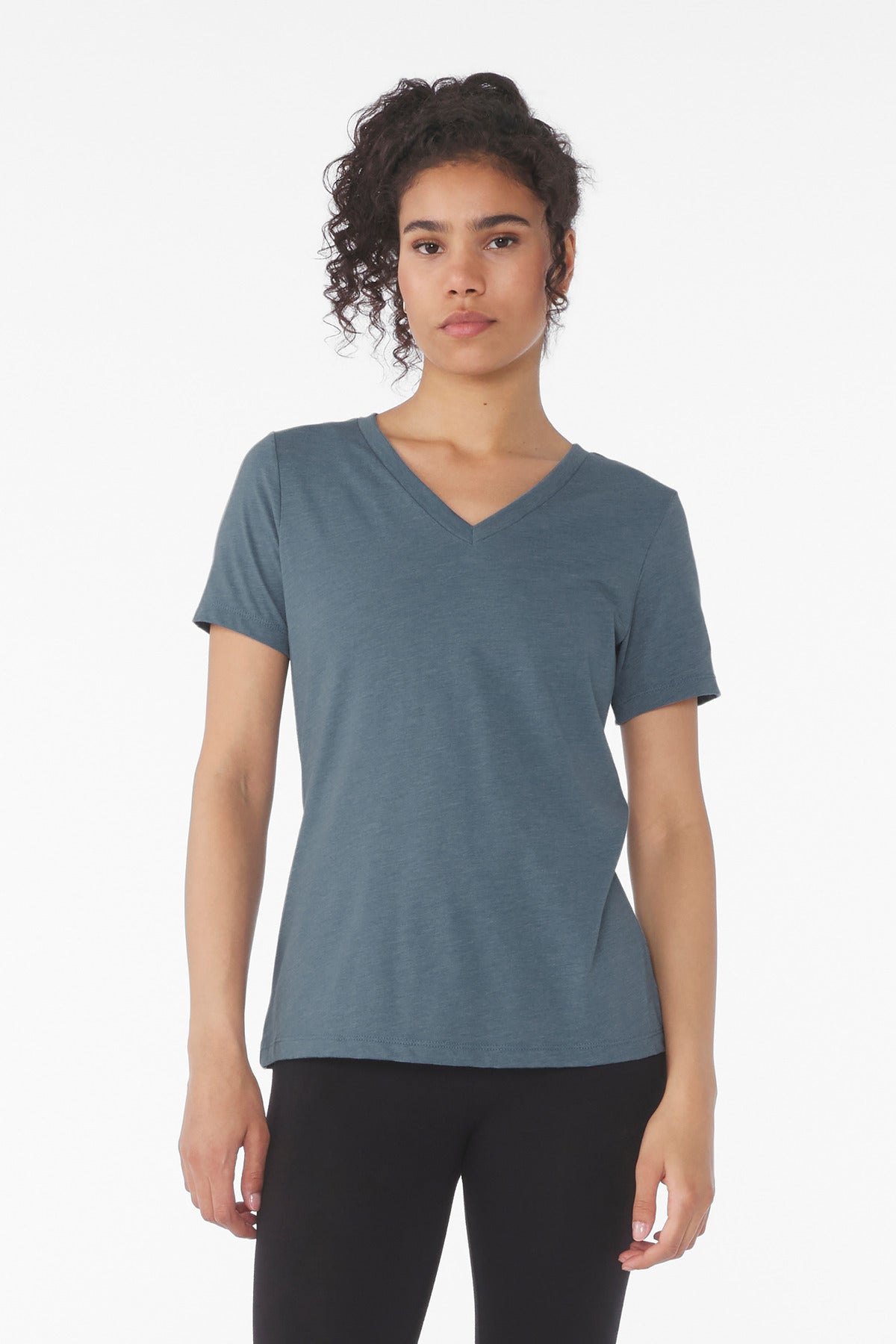 BELLA+CANVAS  Women's Relaxed Heather CVC V-Neck Tee BC6405CVC
