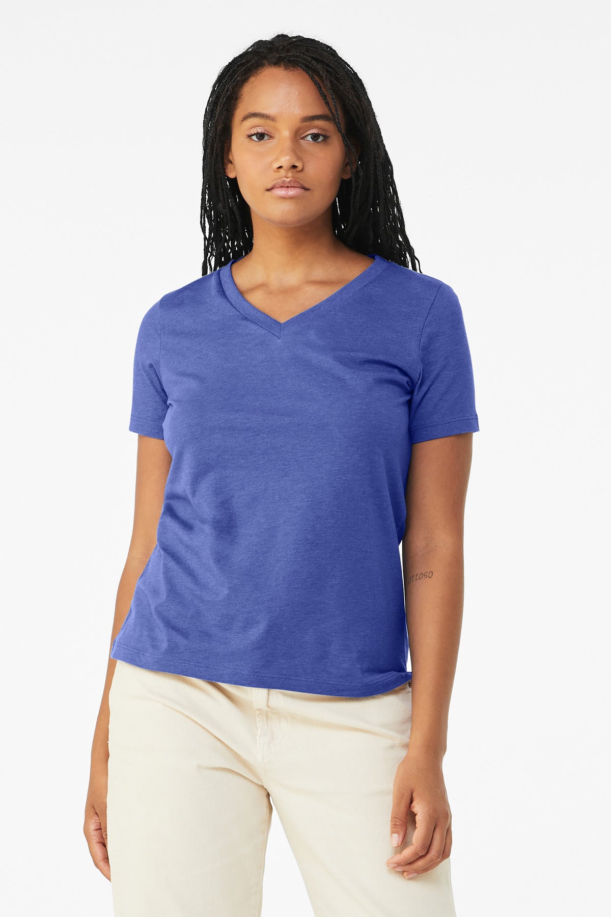 BELLA+CANVAS  Women's Relaxed Heather CVC V-Neck Tee BC6405CVC