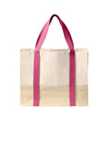 Port Authority Straw Market Tote BG450 - Awareness Pink