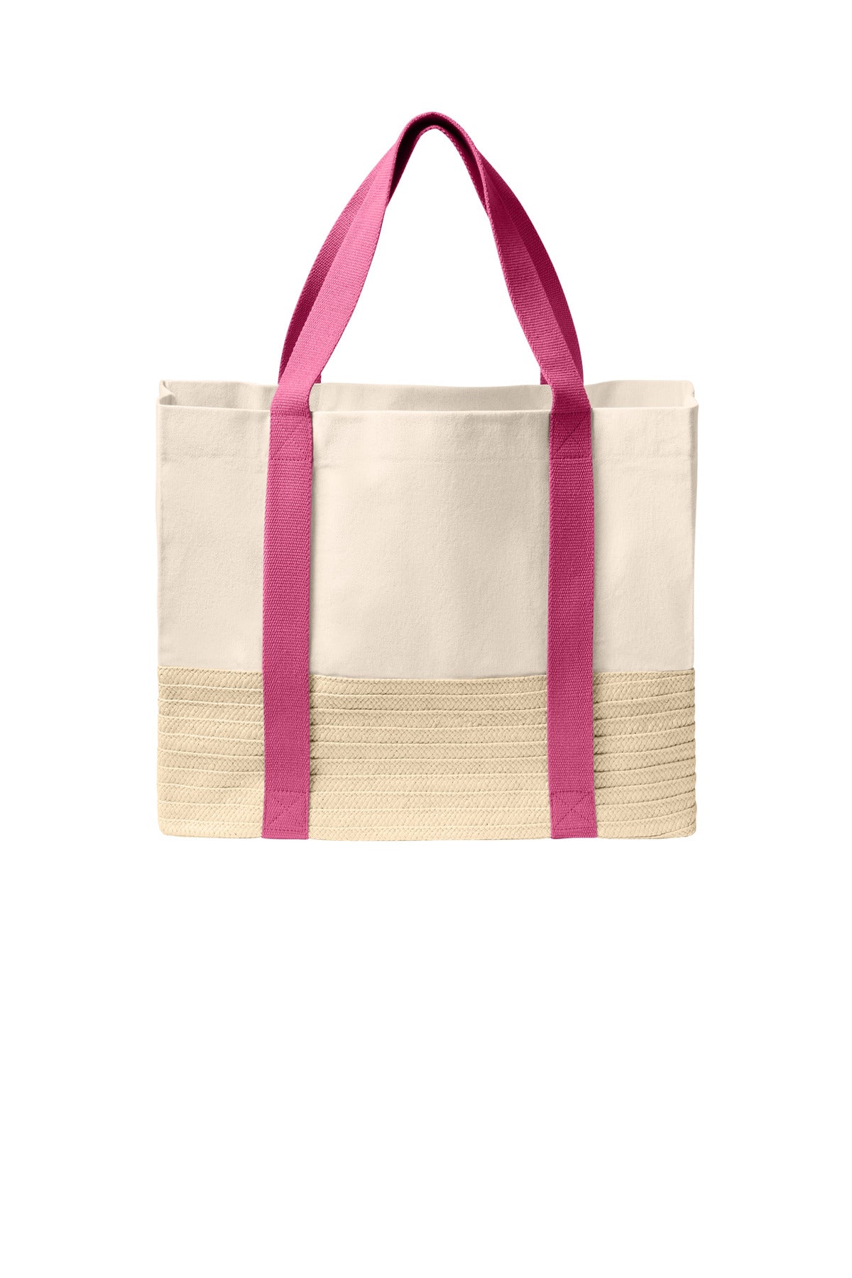 Port Authority Straw Market Tote BG450 - Awareness Pink