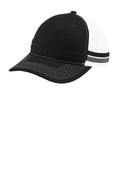 Port Authority Two-Stripe Snapback Trucker Cap. C113 - Black/Grey Steel/White