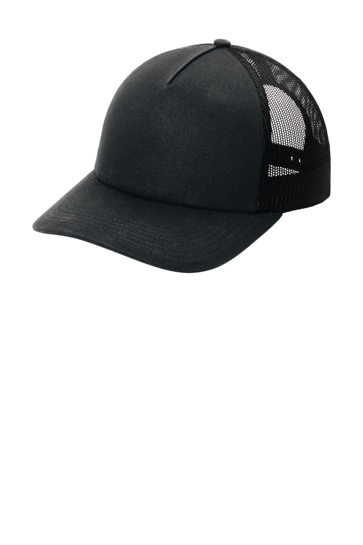 Port Authority Low-Profile Snapback 5-Panel Trucker Cap C405LP - Black/Black