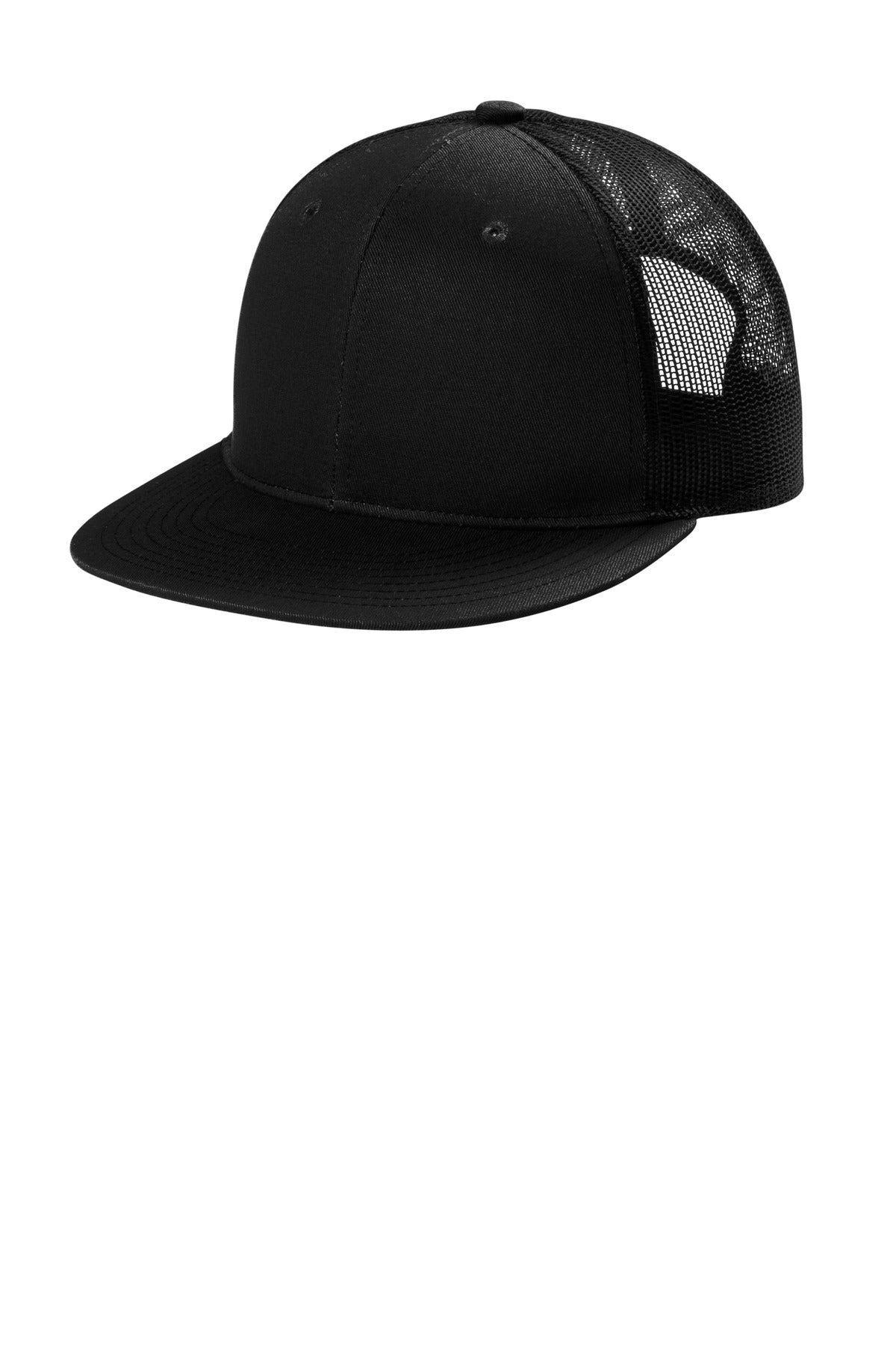 Port Authority Snapback Flat Bill Trucker Cap C407 - Black
