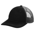 Port Authority Unstructured Snapback Trucker Cap C409 - Black/Grey Steel
