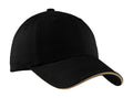 Port Authority Sandwich Bill Cap with Striped Closure. C830 - Black/Khaki