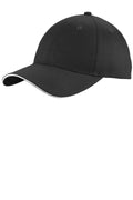 Port Authority Unstructured Sandwich Bill Cap. C919 - Black/White