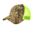 Port Authority Structured Camouflage Mesh Back Cap. C930 - Mossy Oak Break-Up Country/Neon Yellow