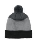 Port Authority Cozy Striped Pom Beanie C979 - Deep Black/Gusty Grey/Storm Grey
