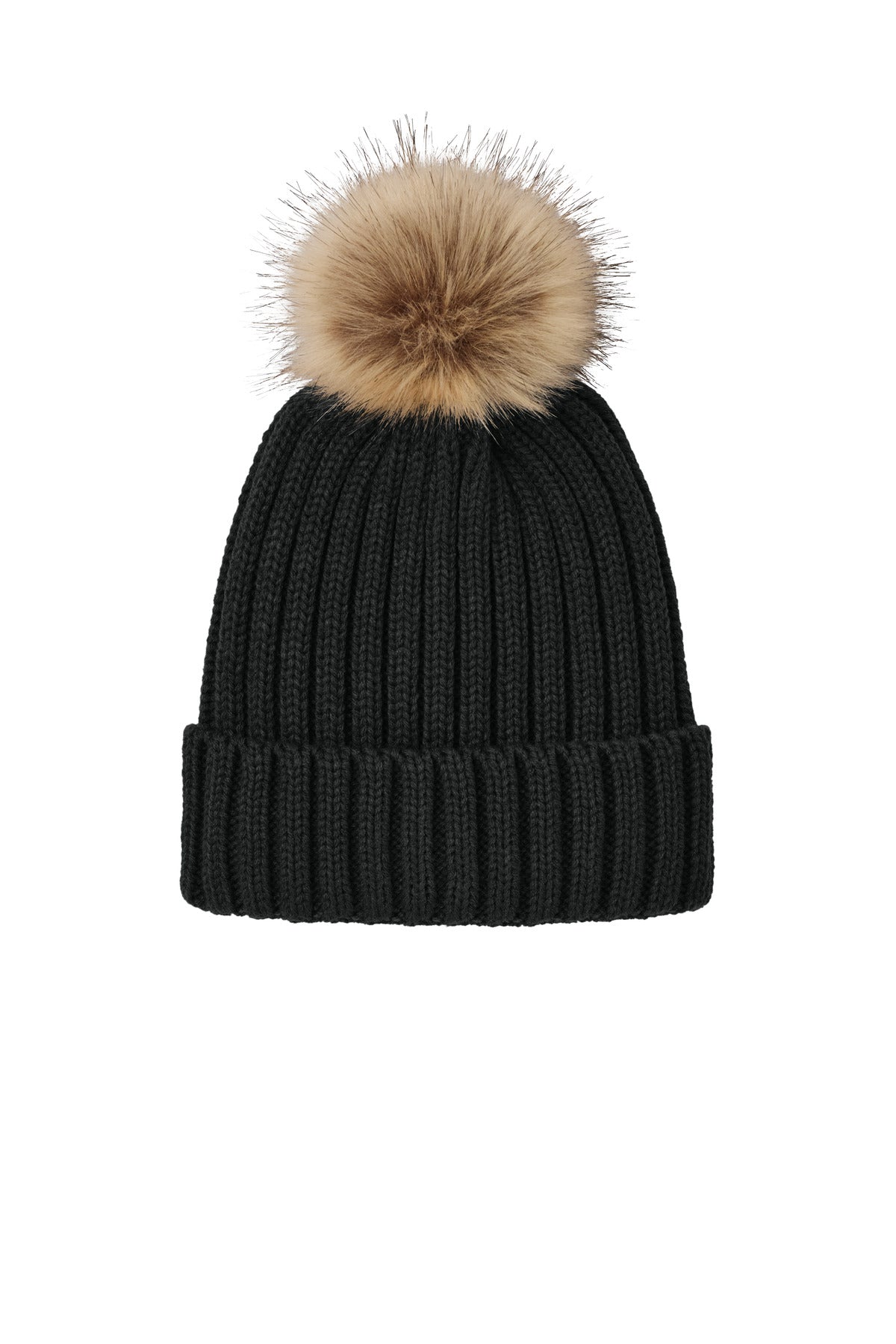 Port Authority Faux Fur Pom Beanie C990 - Deep Black