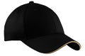 Port Authority Cotton Twill Sandwich Bill Cap. CP85 - Black/Khaki
