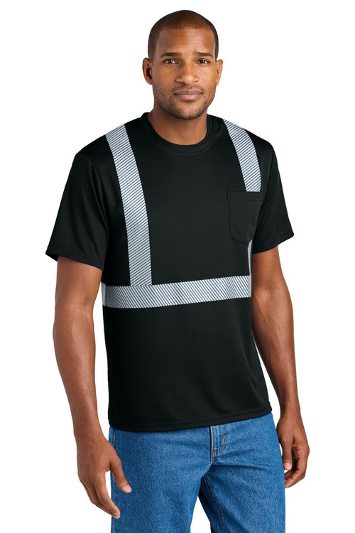 CornerStone CS206 Enhanced Visibility Segmented Tape Tee - Black