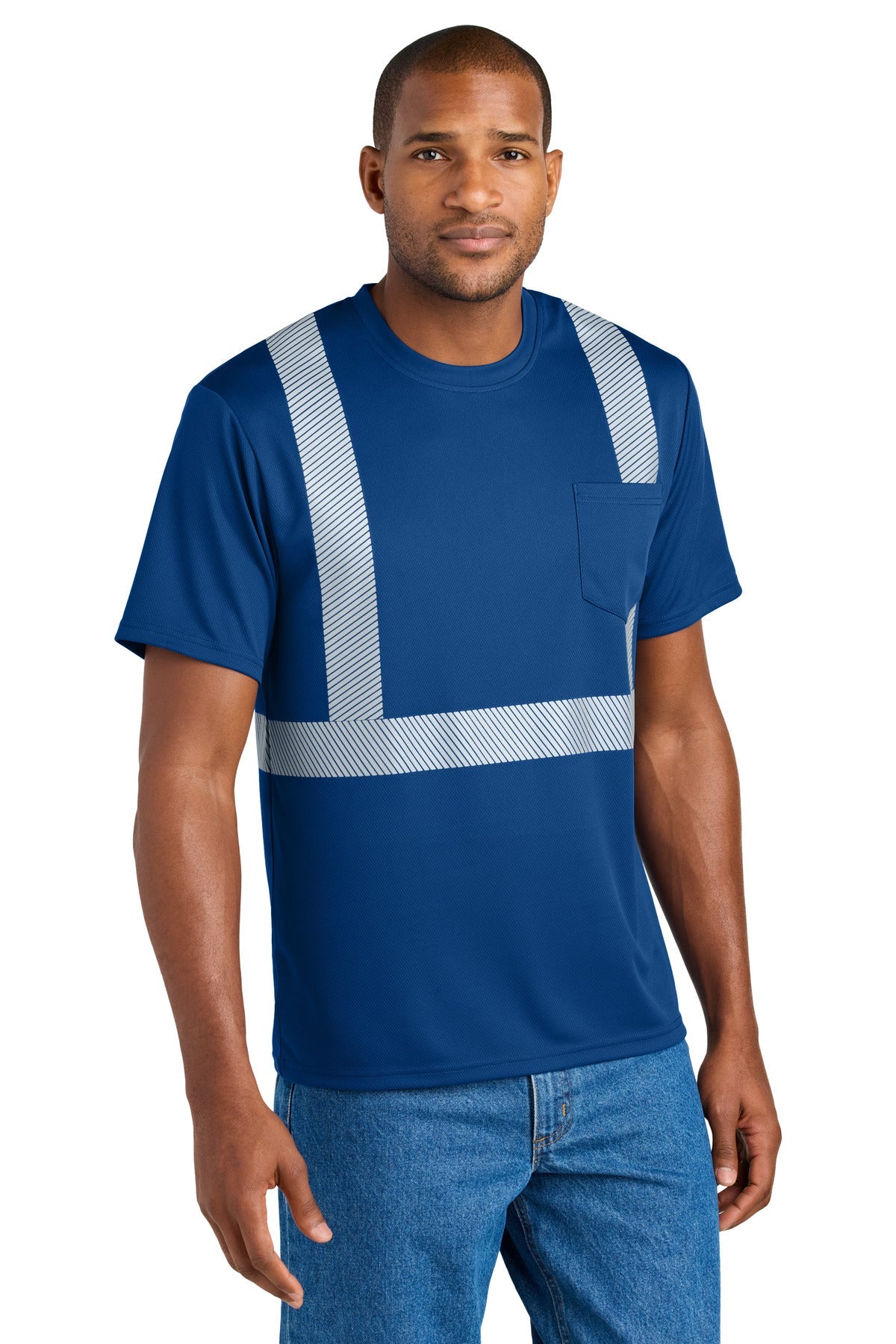 CornerStone CS206 Enhanced Visibility Segmented Tape Tee - Royal