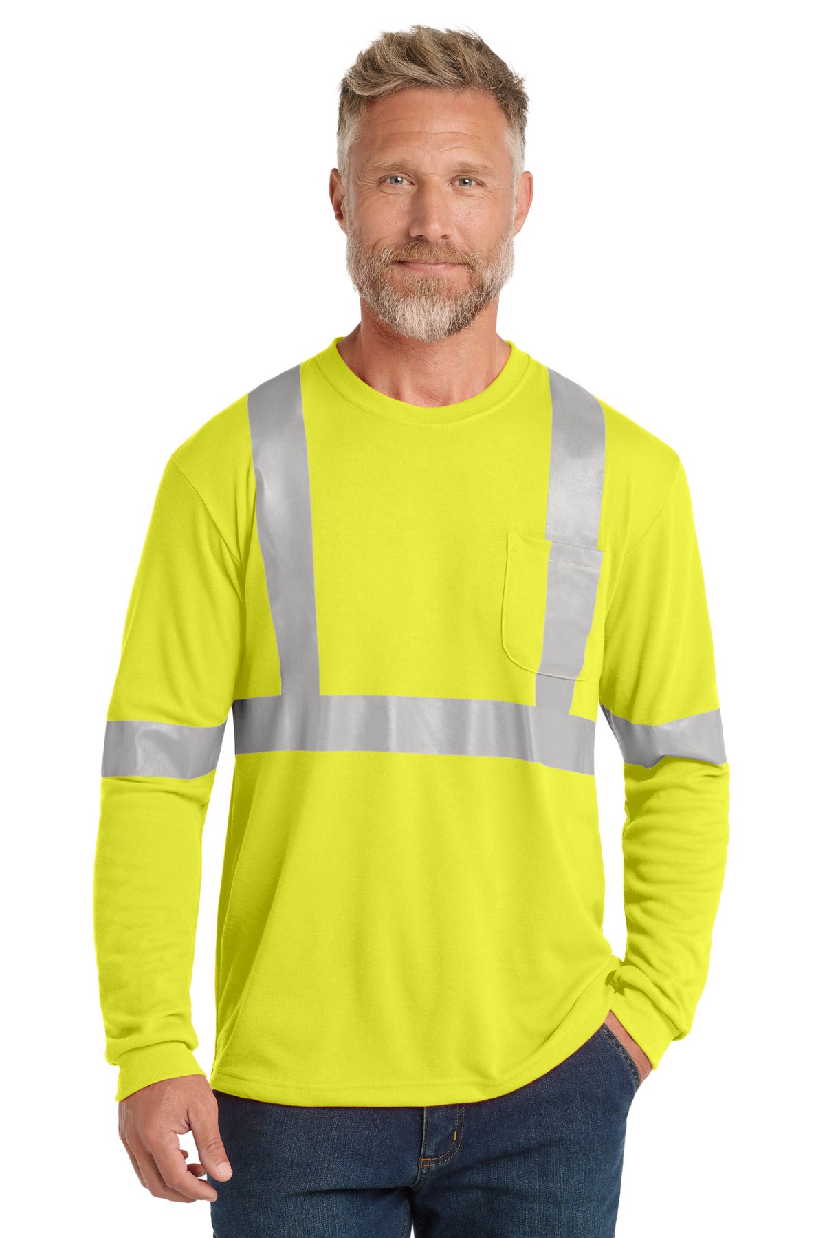 CornerStone  ANSI 107 Class 2 Long Sleeve Safety T-Shirt. CS401LS