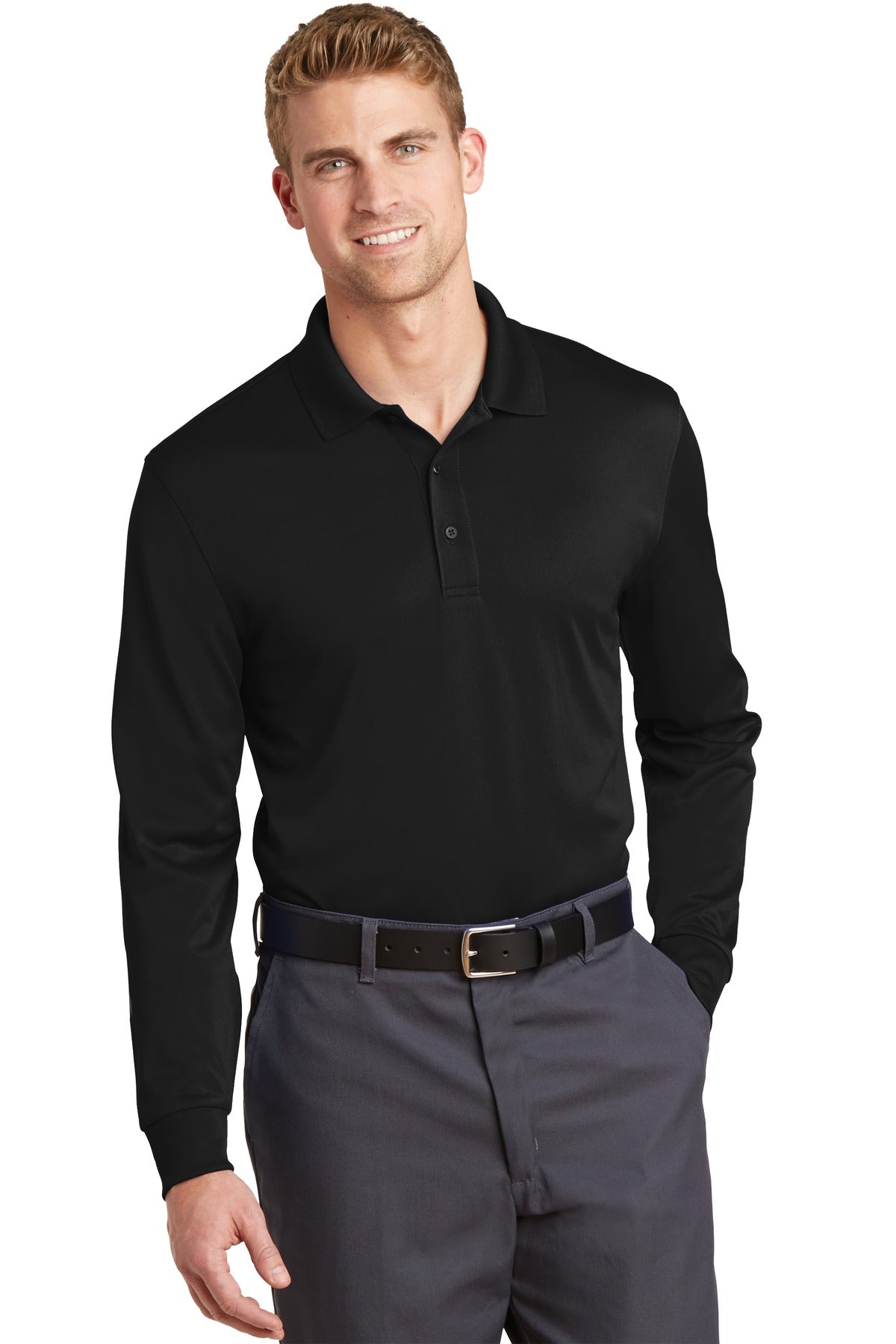 CornerStone Select Snag-Proof Long Sleeve Polo. CS412LS - Black