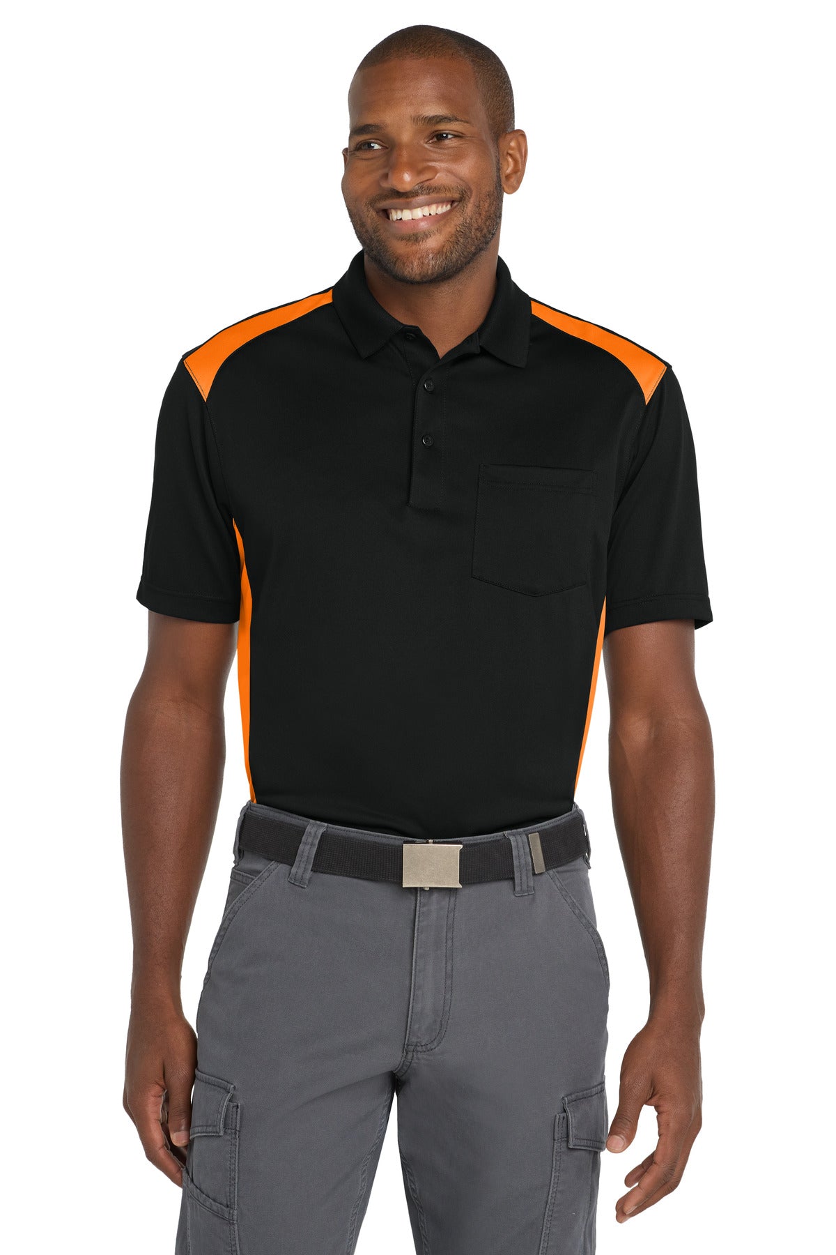 CornerStone  Select Snag-Proof Two Way Colorblock Pocket Polo. CS416
