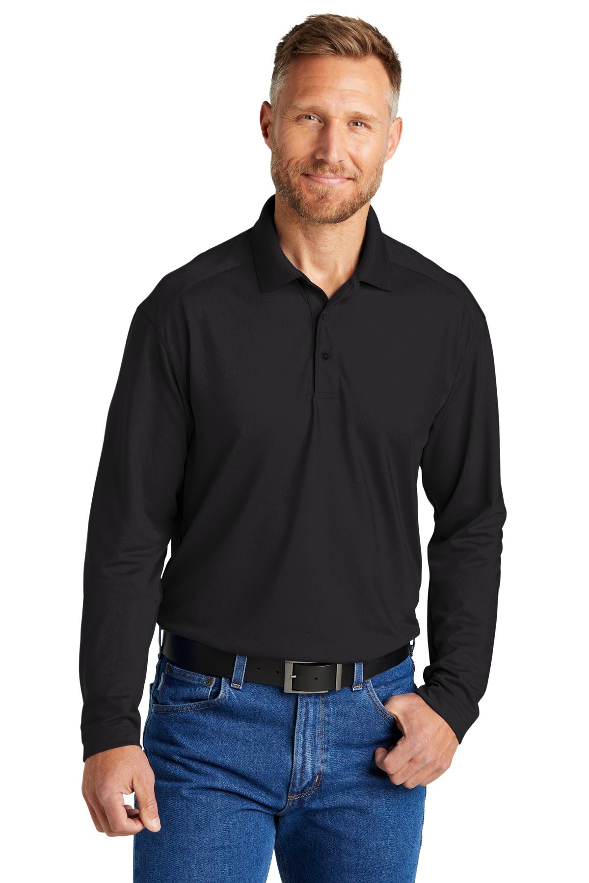 CornerStone Select Lightweight Snag-Proof Long Sleeve Polo CS418LS - Black