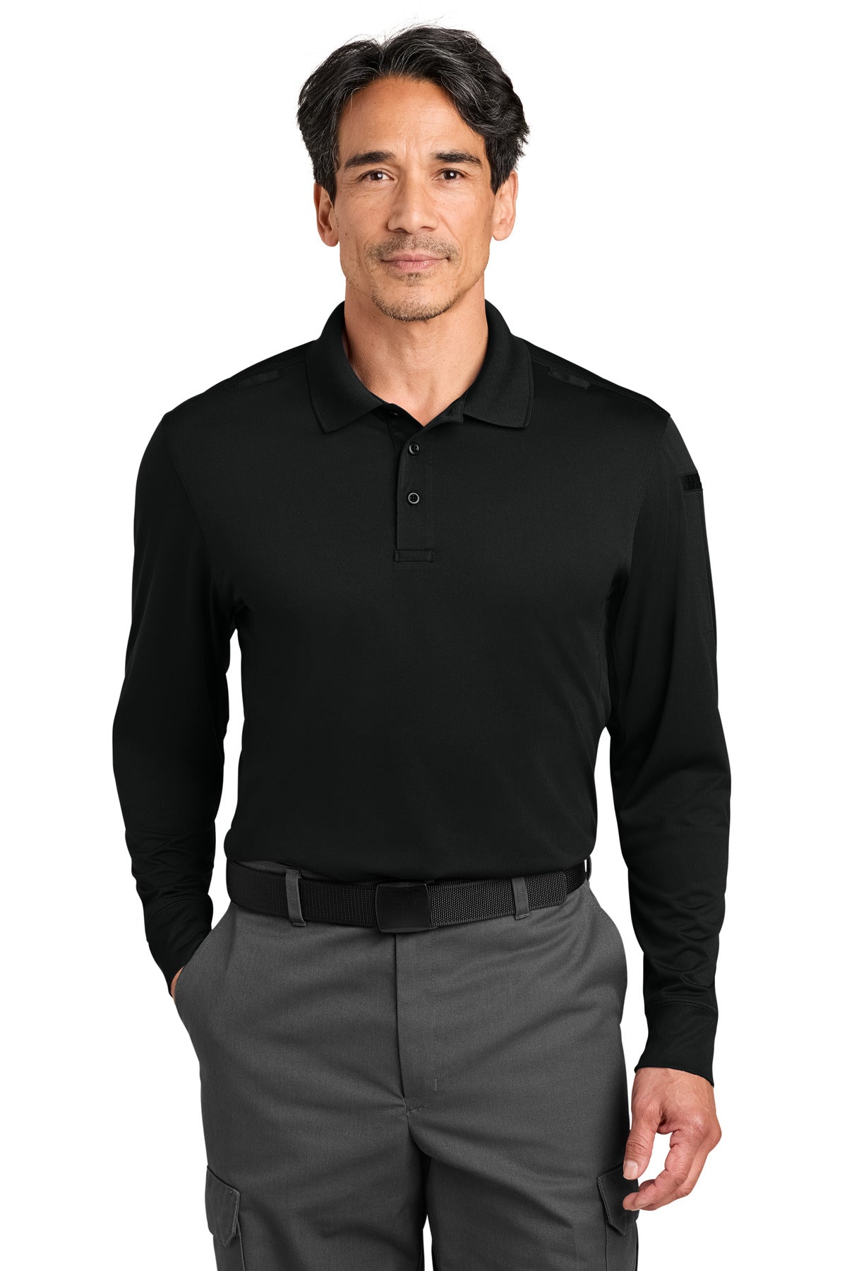 CornerStone Workwear Pro Tactical Long Sleeve Polo CS452LS - Black