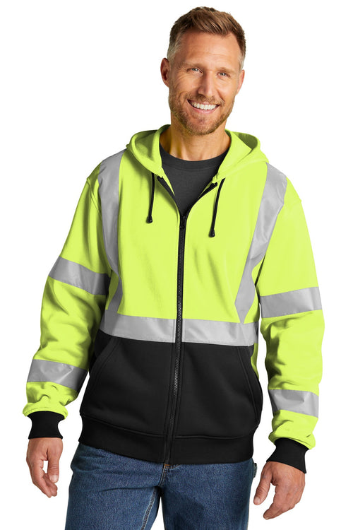 CornerStone CSF300 Class 3 Heavy-Duty Fleece Full-Zip Hoodie - Safety Yellow