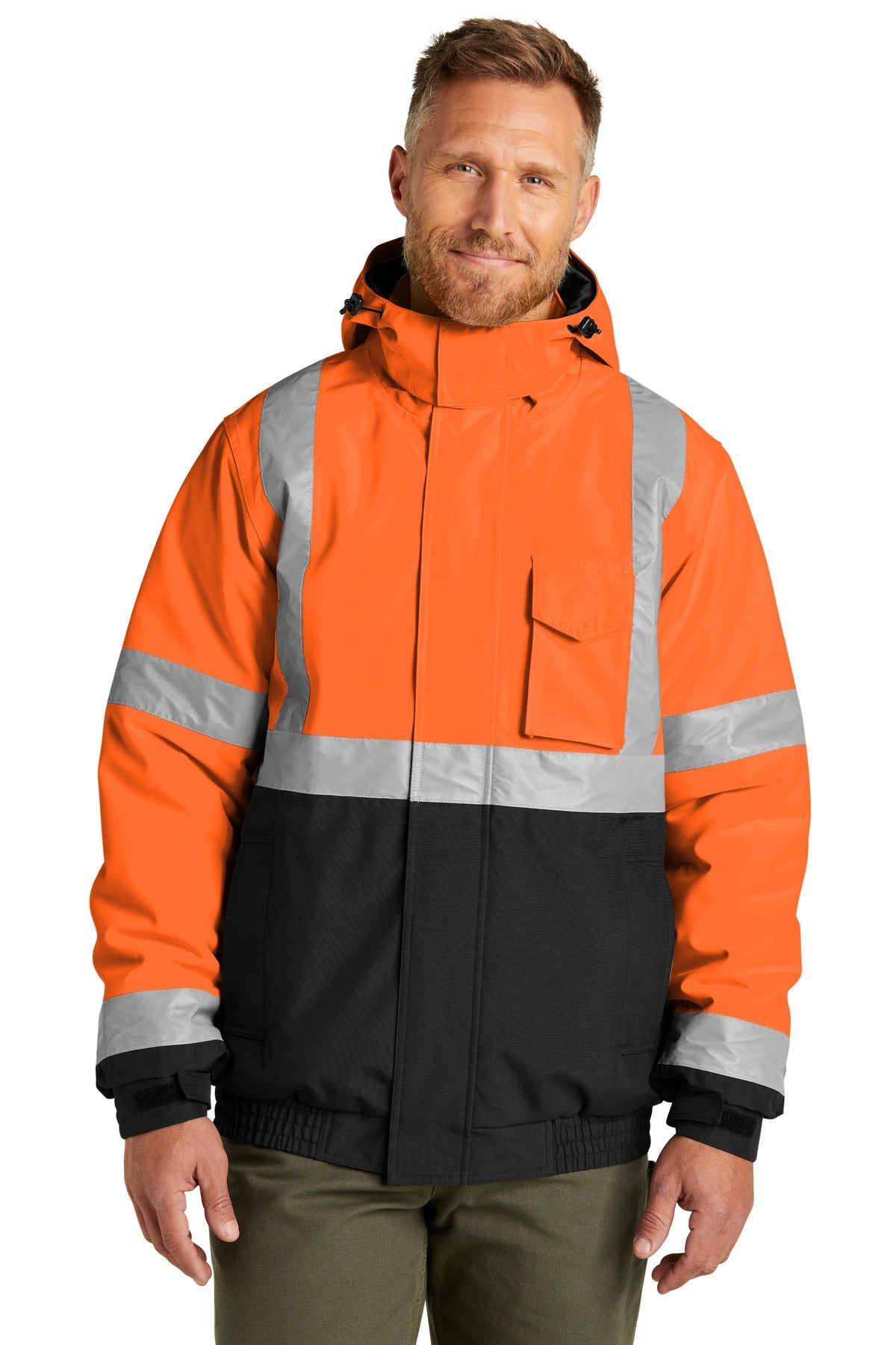 CornerStone ANSI 107 Class 3 Economy Waterproof Insulated Bomber Jacket CSJ500 - Safety Orange