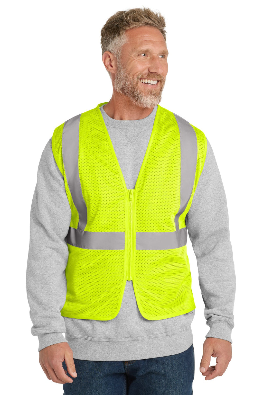 CornerStone CSV101 Class 2 Economy Mesh Zippered Vest - Safety Yellow