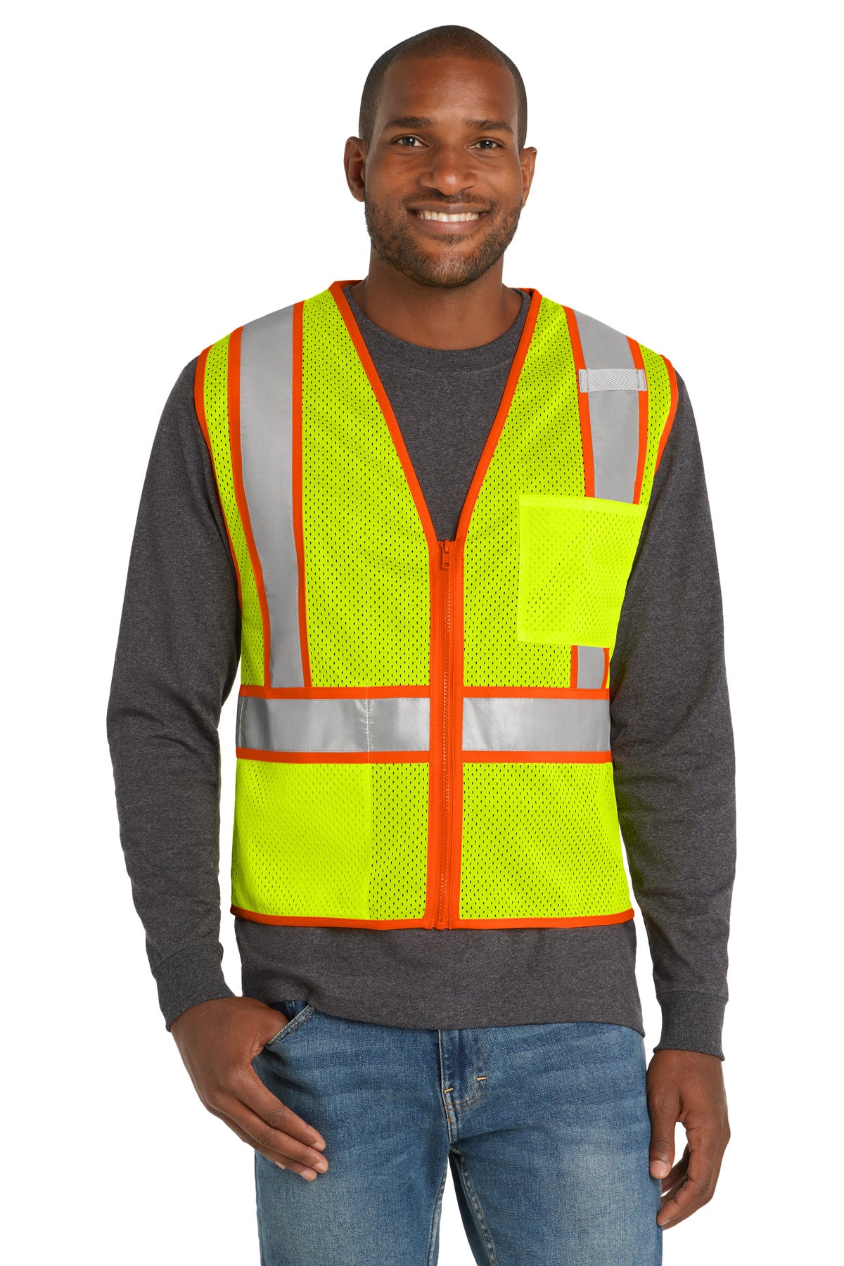 CornerStone   ANSI 107 Class 2 Mesh Zippered Two-Tone Vest. CSV103