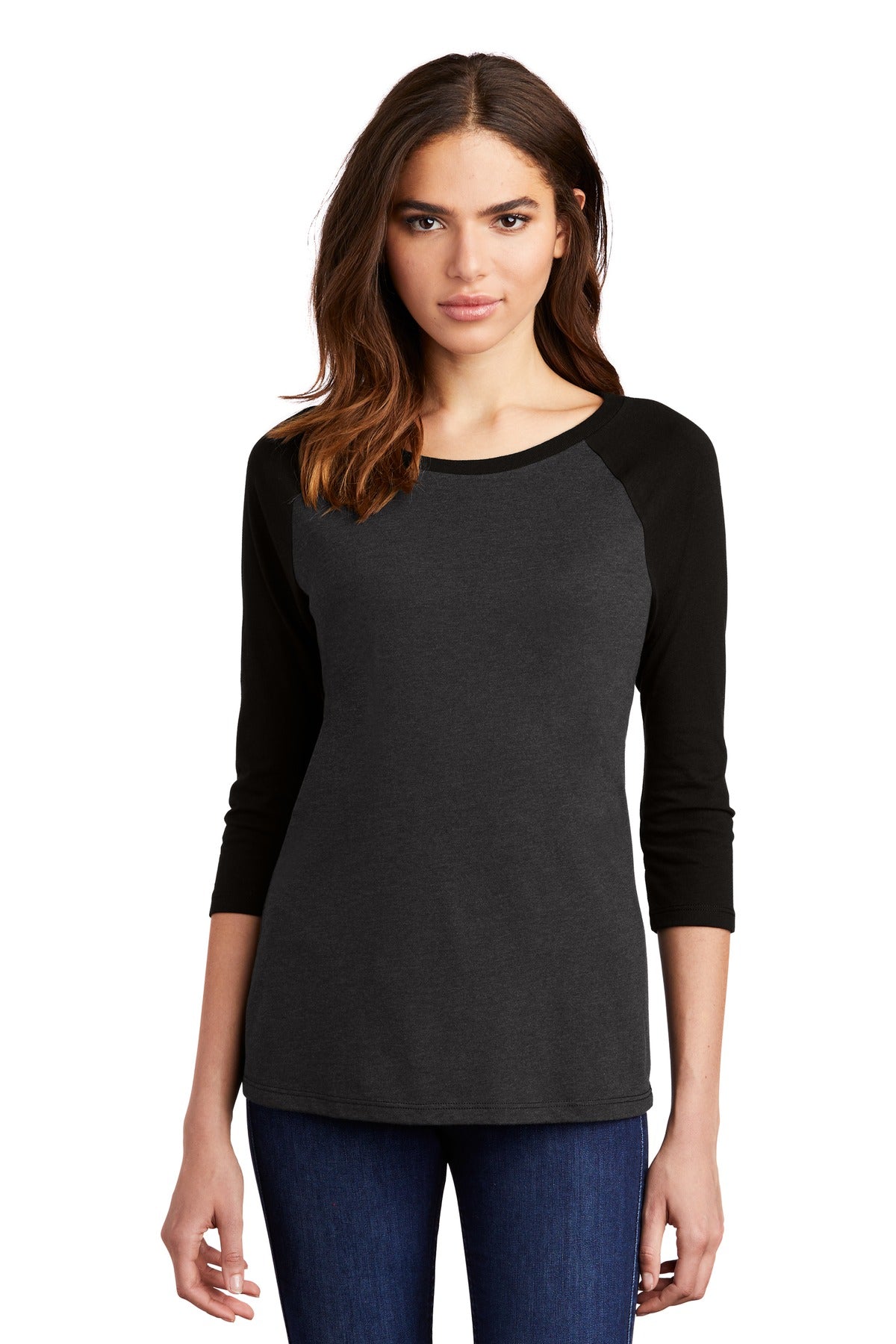 District  Women's Perfect Tri  3/4-Sleeve Raglan. DM136L