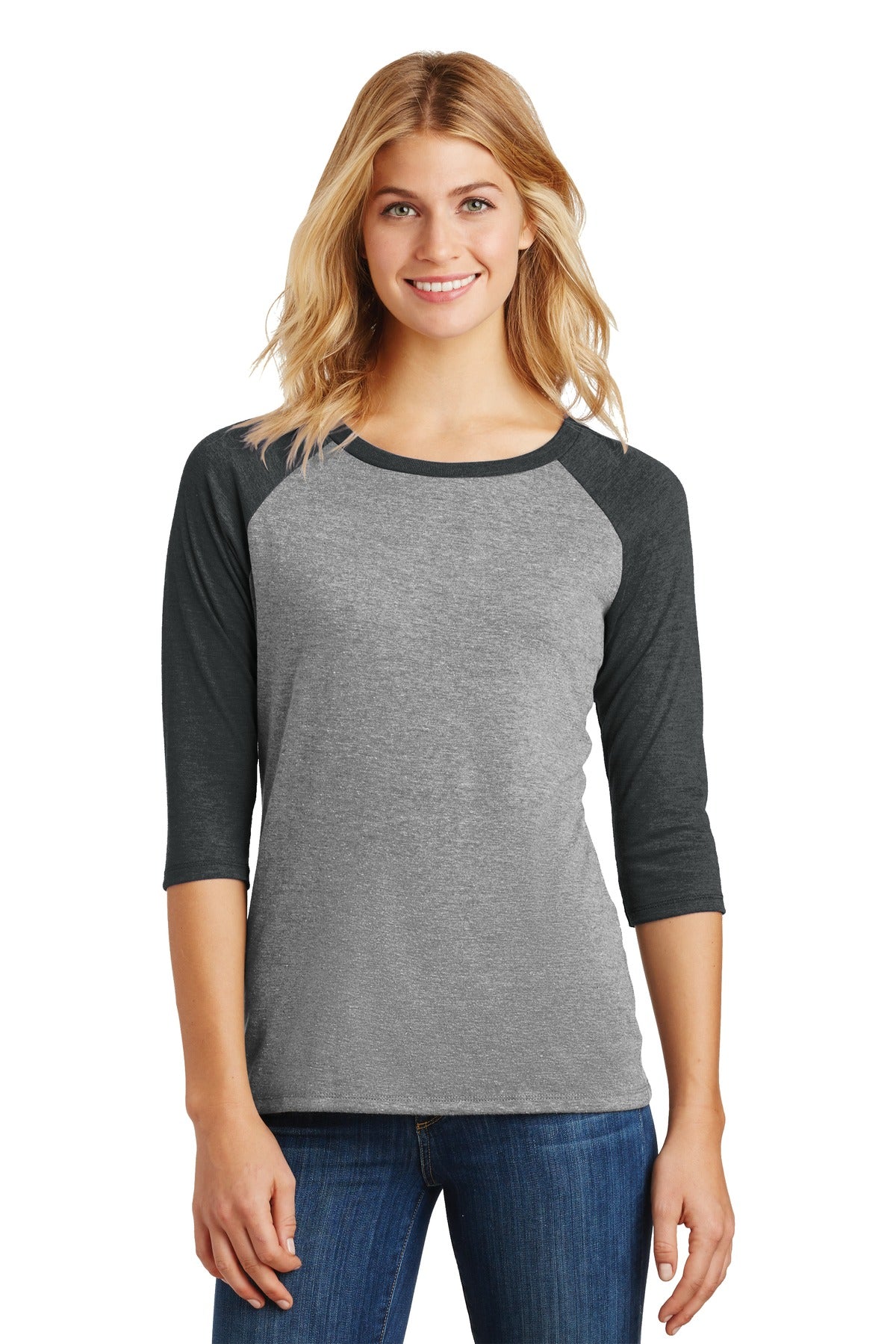 District  Women's Perfect Tri  3/4-Sleeve Raglan. DM136L