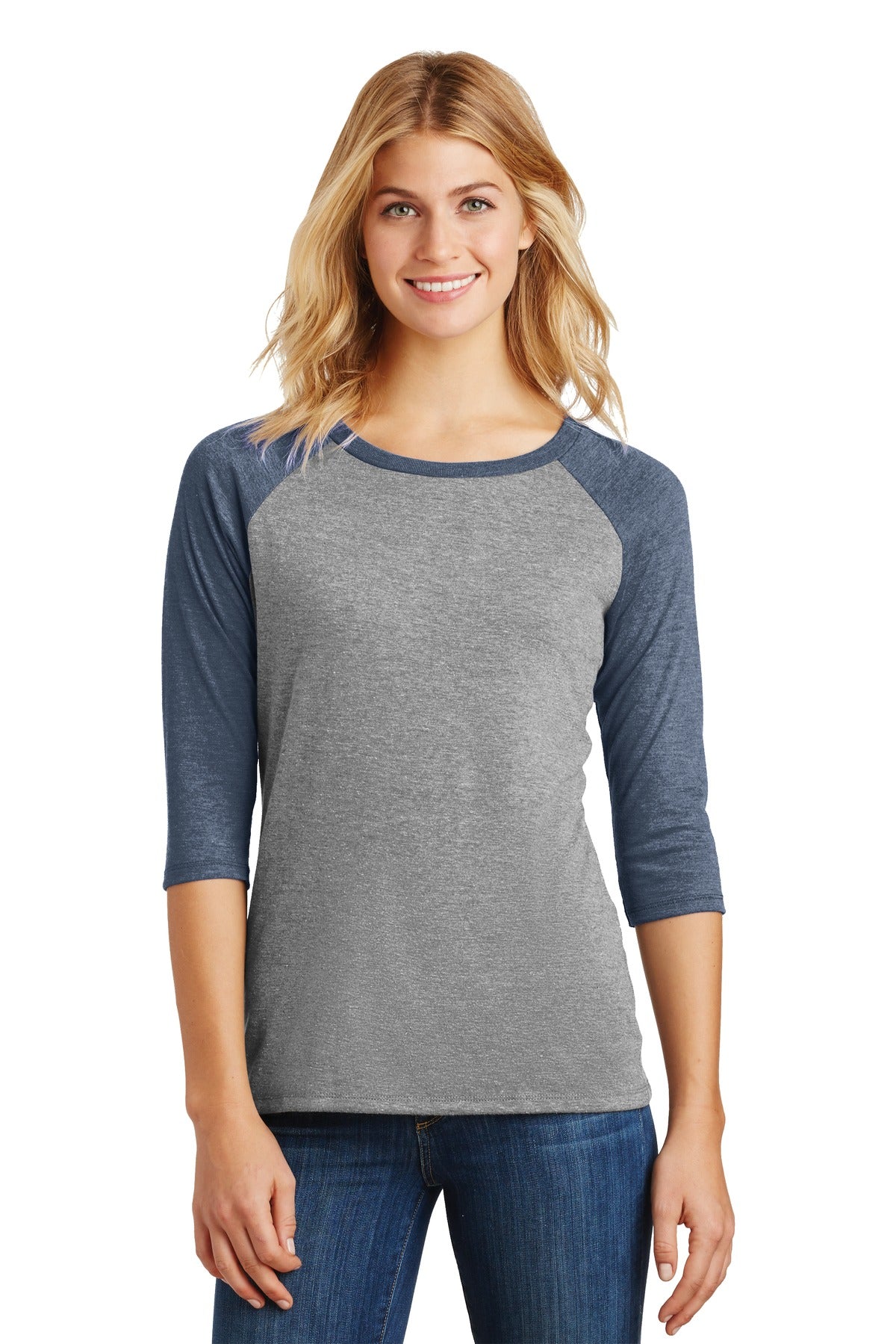 District  Women's Perfect Tri  3/4-Sleeve Raglan. DM136L