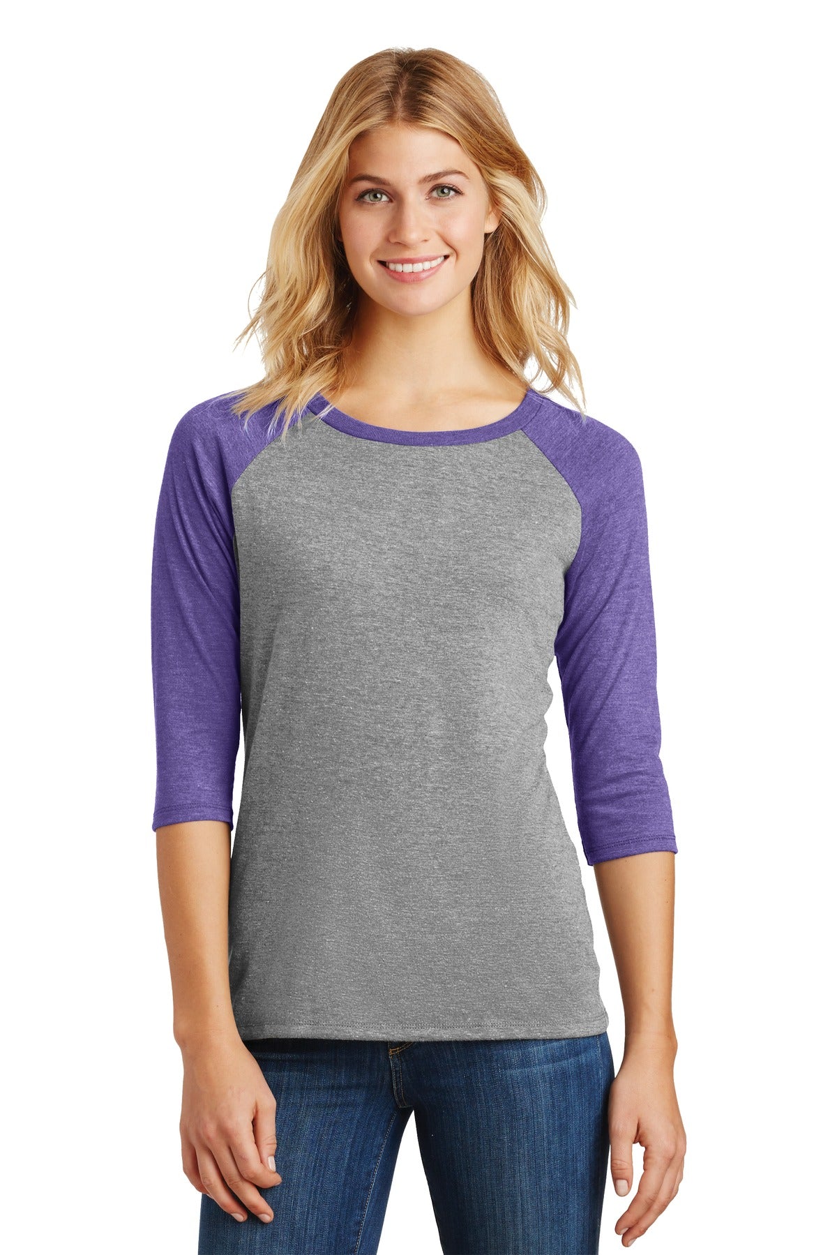 District  Women's Perfect Tri  3/4-Sleeve Raglan. DM136L