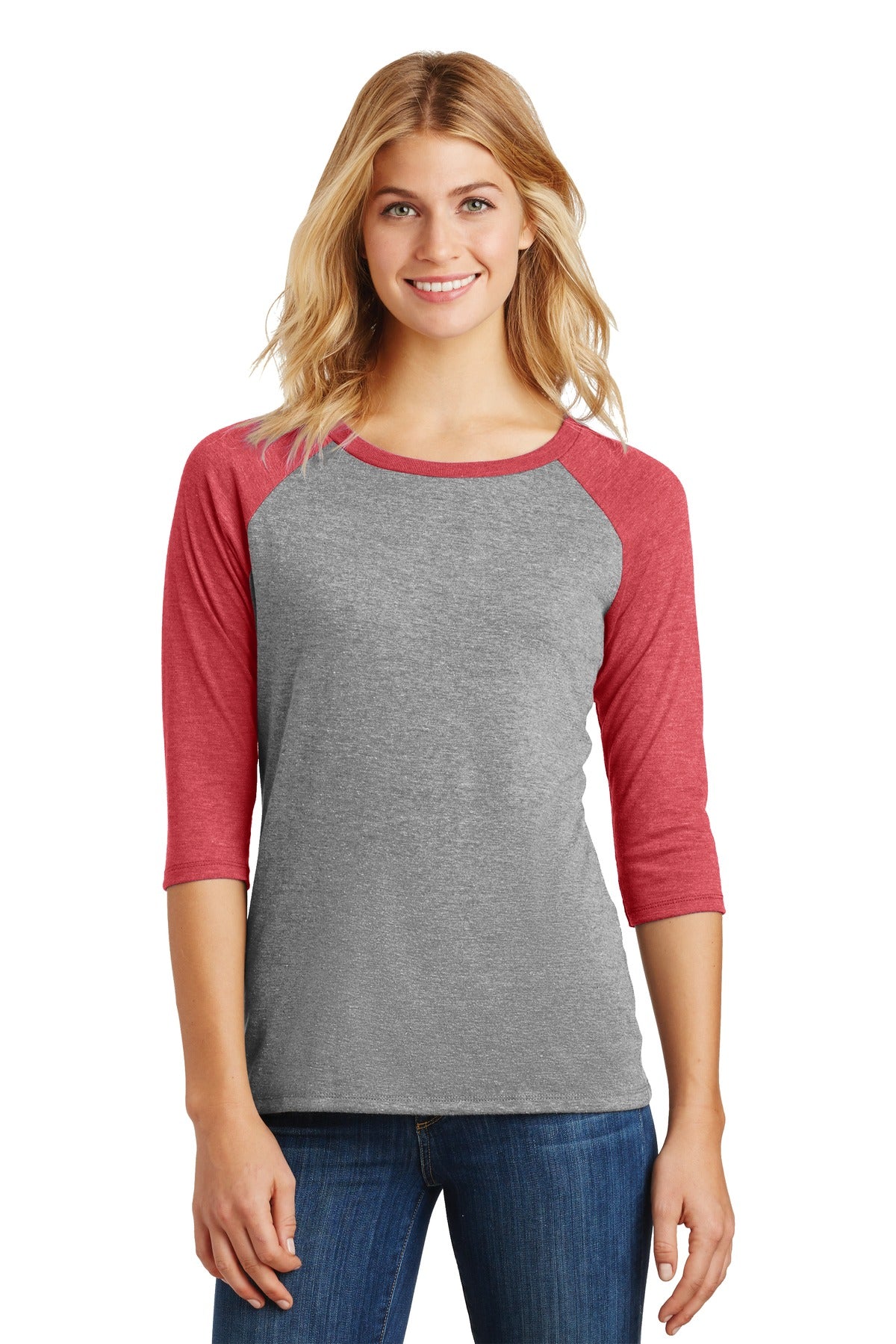 District  Women's Perfect Tri  3/4-Sleeve Raglan. DM136L