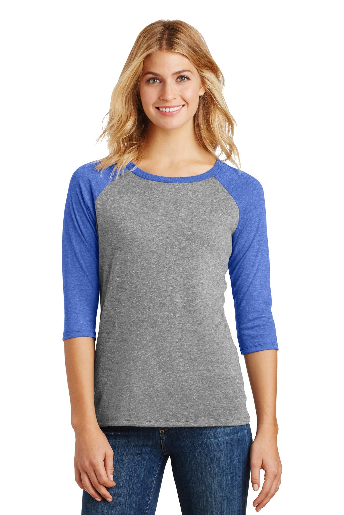 District  Women's Perfect Tri  3/4-Sleeve Raglan. DM136L