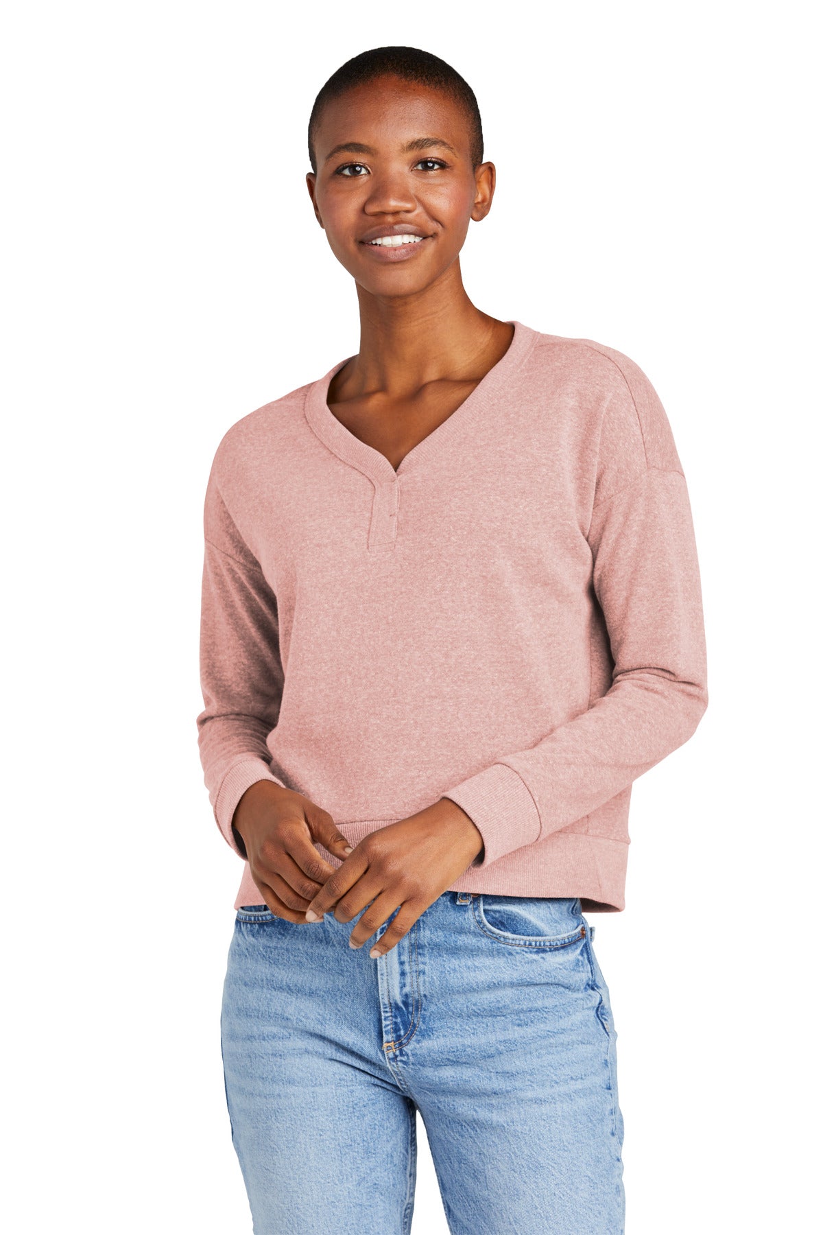 District  Women's Perfect Tri  Fleece V-Neck Sweatshirt DT1312