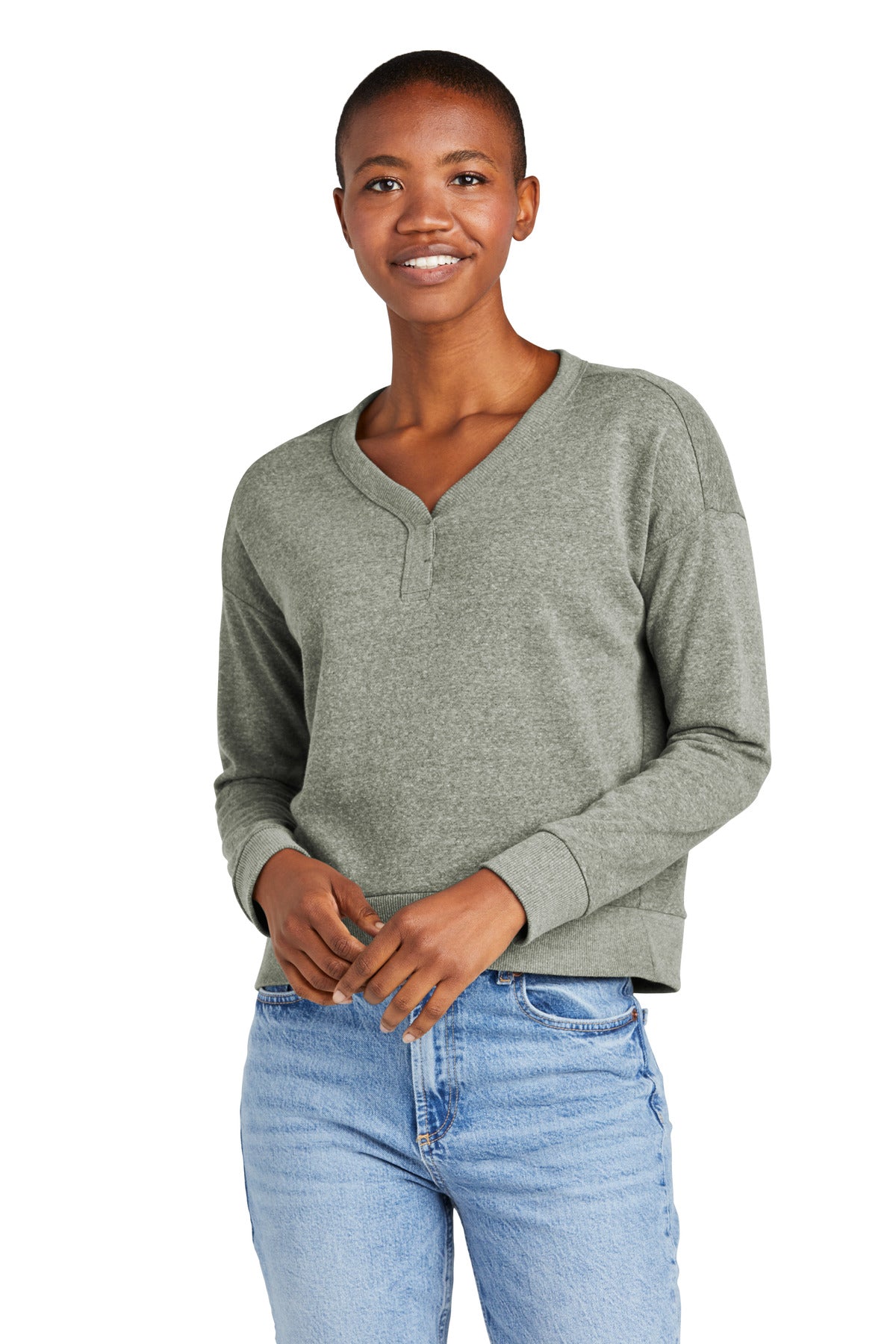 District  Women's Perfect Tri  Fleece V-Neck Sweatshirt DT1312