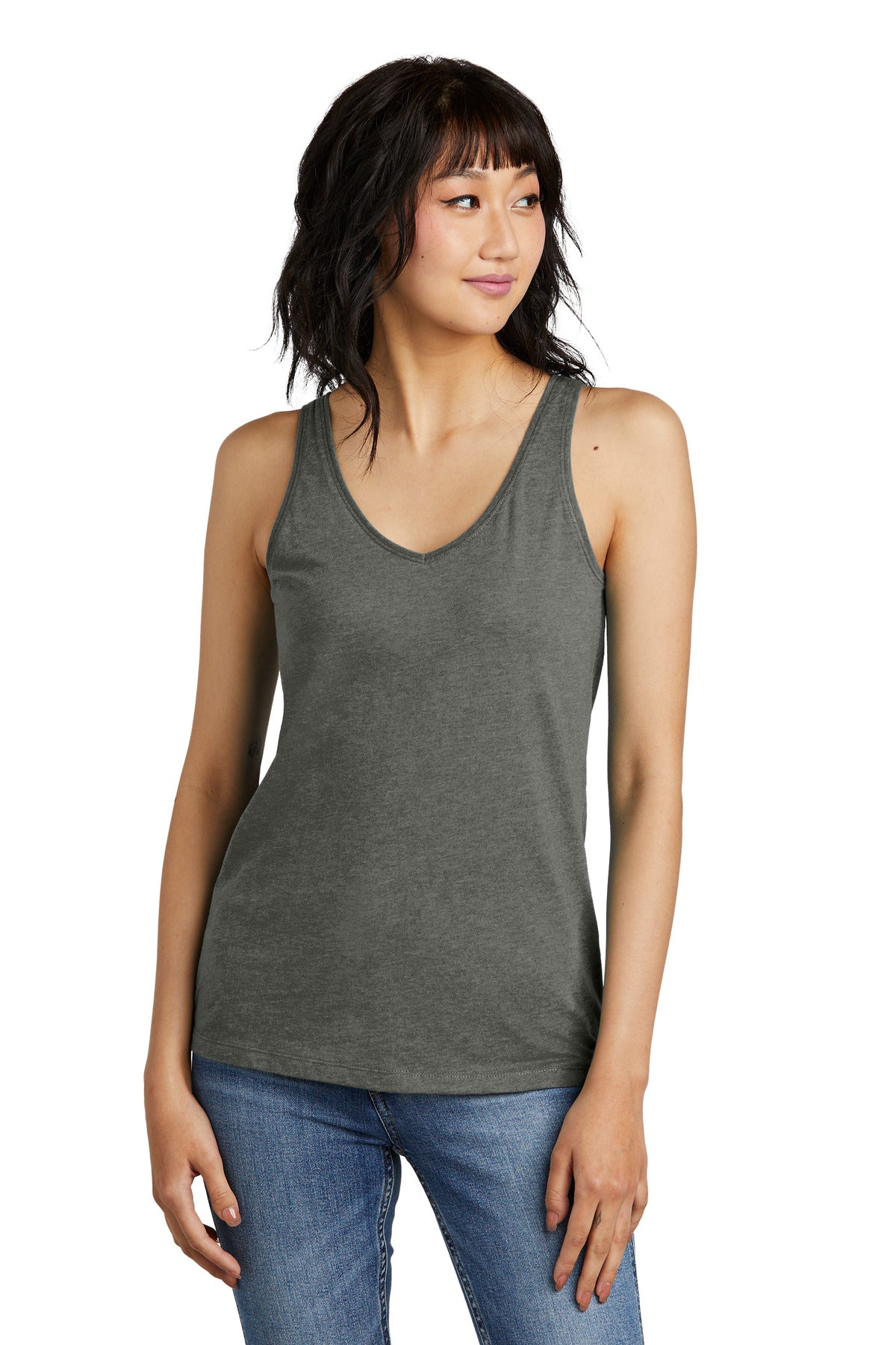 District  Women's Perfect Blend  CVC V-Neck Tank DT154