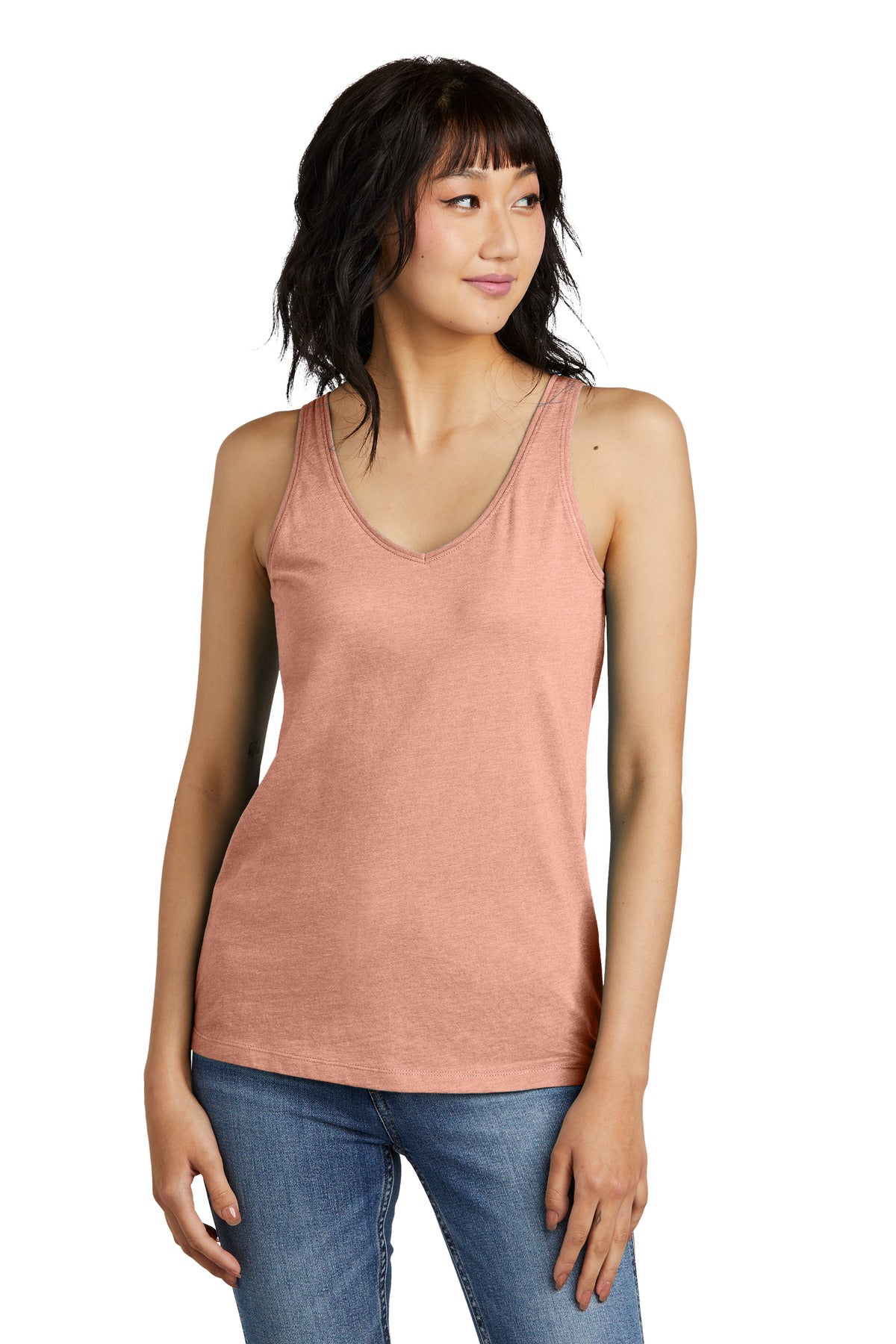 District  Women's Perfect Blend  CVC V-Neck Tank DT154