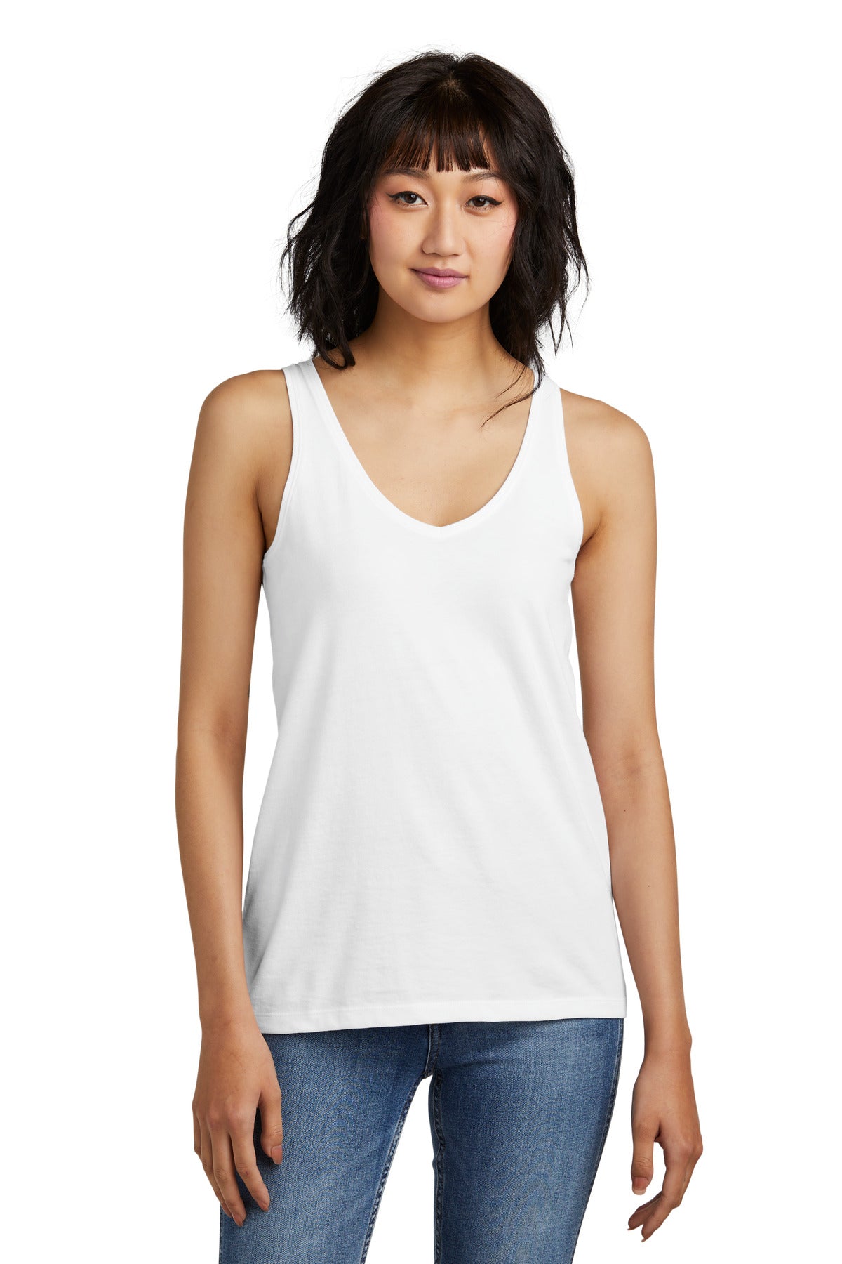 District  Women's Perfect Blend  CVC V-Neck Tank DT154