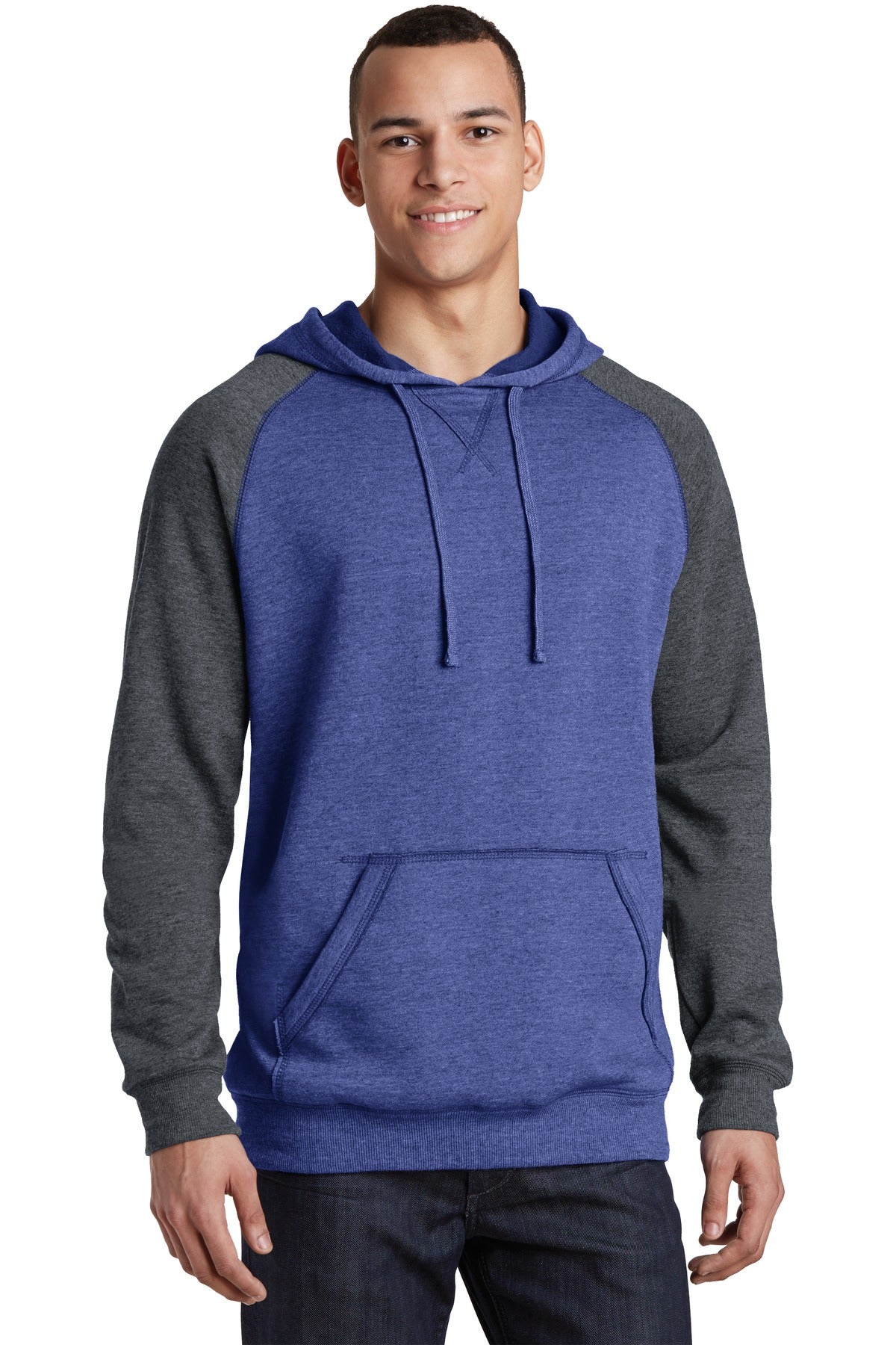 District  Young Mens Lightweight Fleece Raglan Hoodie.  DT196