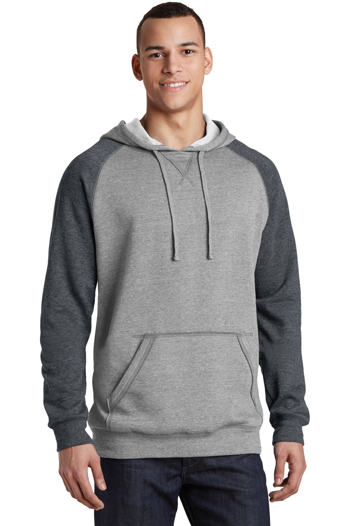 District  Young Mens Lightweight Fleece Raglan Hoodie.  DT196
