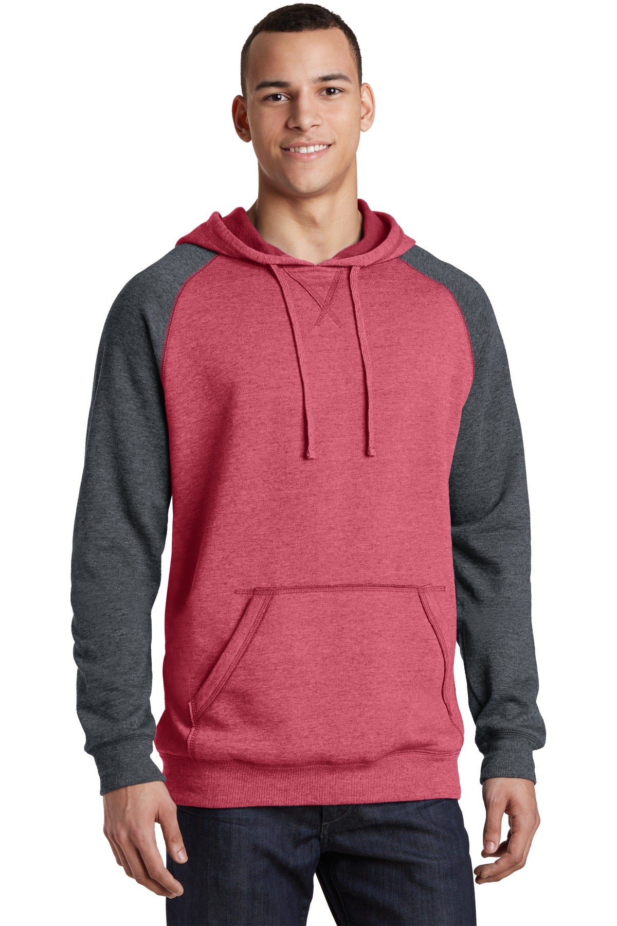 District  Young Mens Lightweight Fleece Raglan Hoodie.  DT196