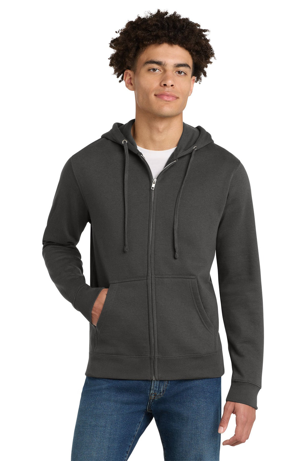 District V.I.T. Fleece Full-Zip Hoodie DT6102 in Charcoal